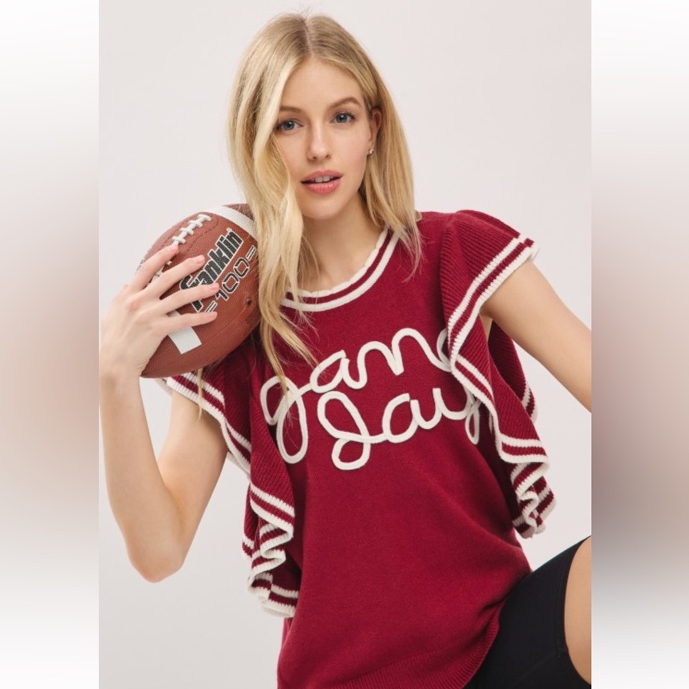 Women's Red Sweater with White Accents